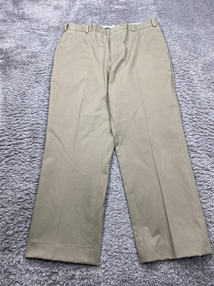 LL Bean Pants Men 38x29 Beige Khaki Flap Pockets Chino Outdoors Hiking Vtg 90s