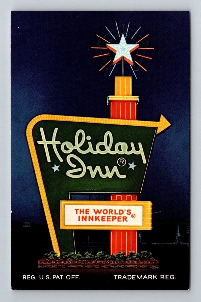 Hickory, NC-North Carolina, Holiday Inn Neon Sign Motor Hotel Vintage Postcard