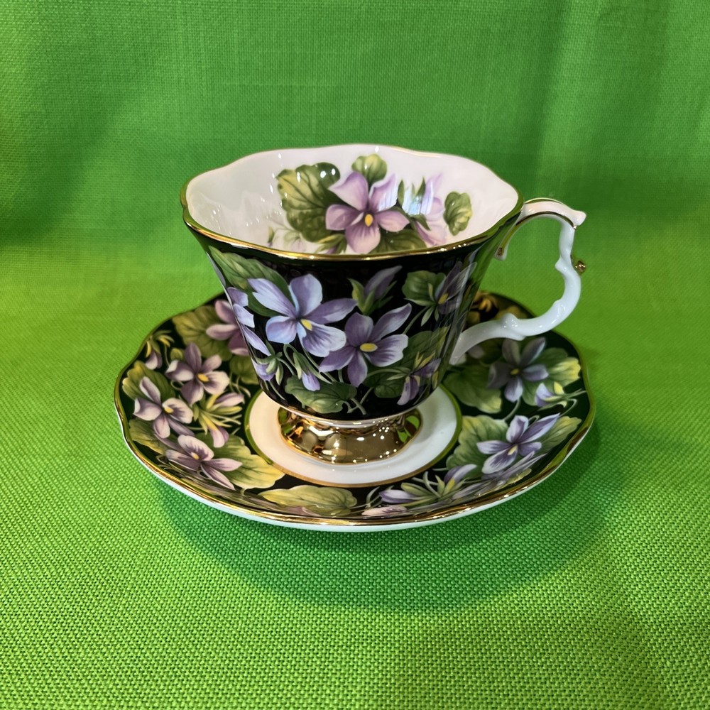Vintage Royal Albert Provincial Flowers Tea Cup & Saucer Set Purple Violet