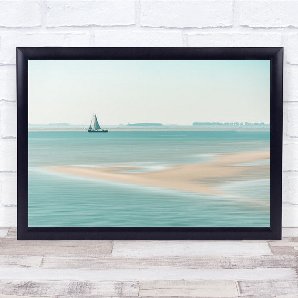 Passing A Sandbank Sailboat Sea Oosterschelde Sand Wall Art Print