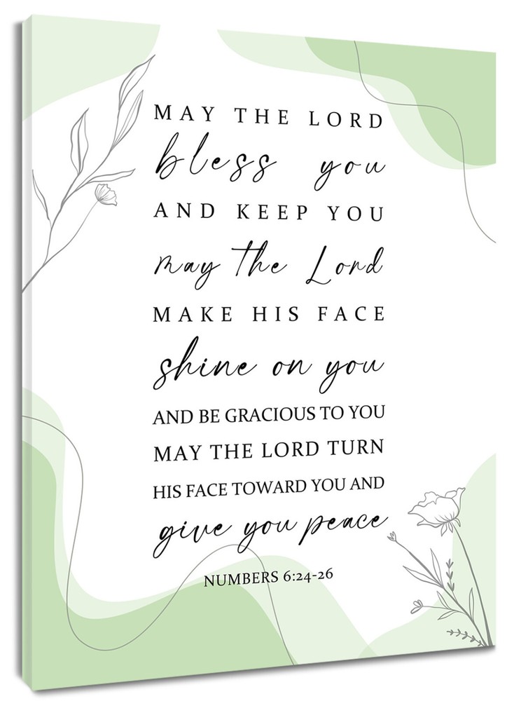 Abstract Floral Bible Verse Wall Art in Green for Bathroom or Living Room-image