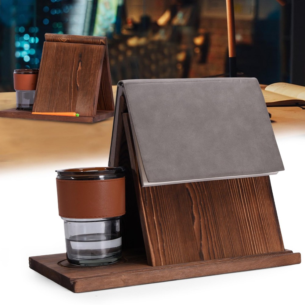 Triangle Book Holder Wooden Bookmark with Cup Holder Book Reading Page Booksh...