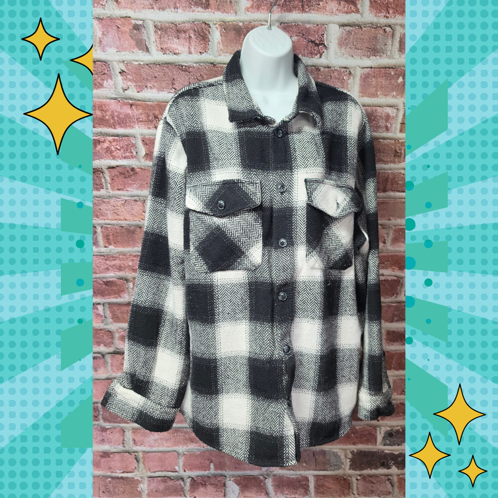 Women's PRIMARK Plaid Button Up Shirt Shacket XL