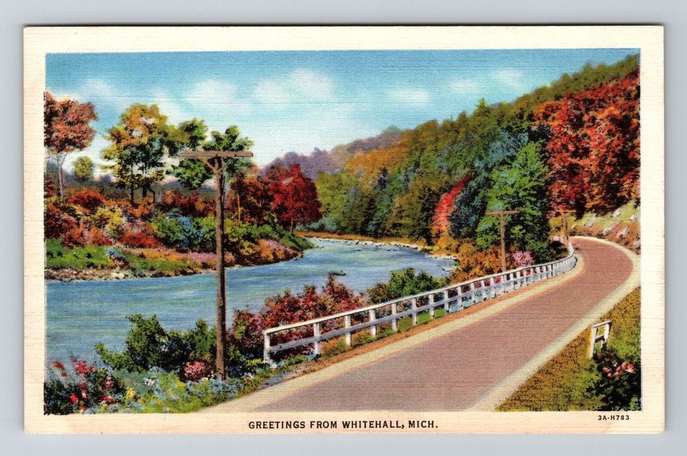 Whitehall MI-Michigan, Scenic Greetings, River, Vintage Postcard
