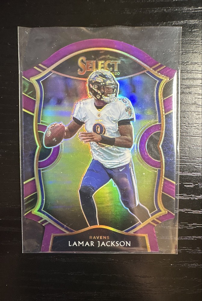 2020 Panini Select - Concourse Lamar Jackson #3 Purple Prizm Die-Cut