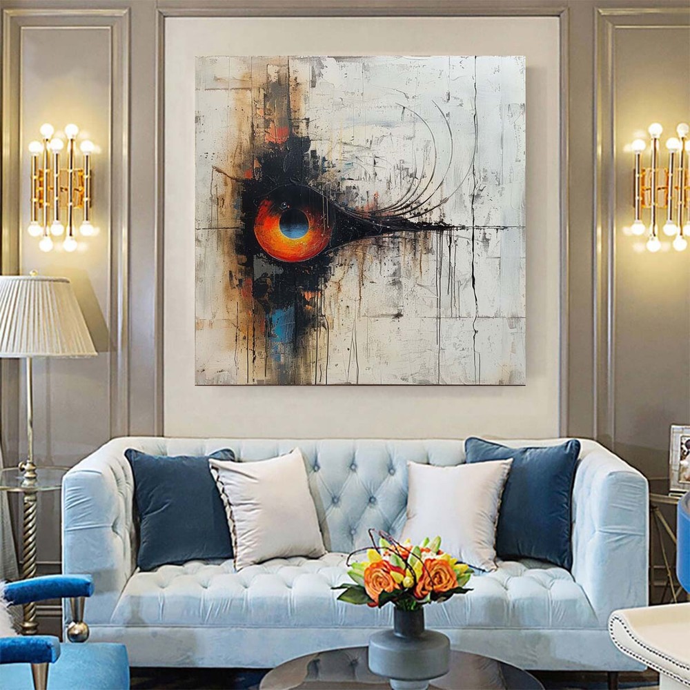 Abstract Blue Eyes Oil Painting Thick Textured Hand Painted On Canvas Wall Art
