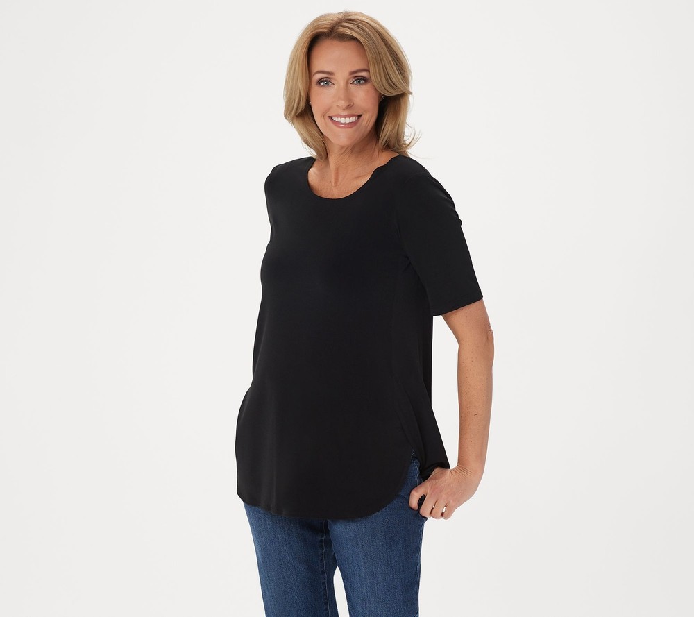 Susan Graver Women's Top Sz XL Essentials Liquid Knit Tunic Black A352184