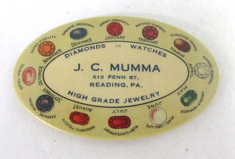 Vintage Advertising  Celluloid Pocket Mirror  J C Mumma Jewelry  1749