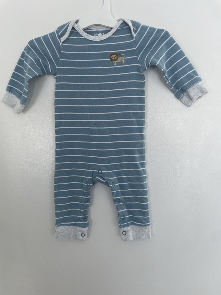 Carter's Baby Boys Cute Embroidered Lion Striped Cotton Sleep & Play Blue 3-6M