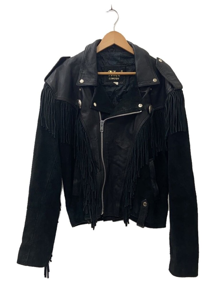 Men's Black Leather Double Rider Jacket - XL - Plain Style 1306