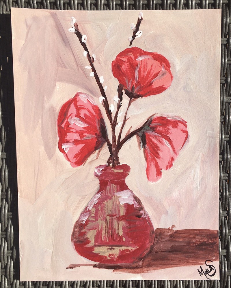 Maria Scalf Flowers Floral Nature ORIGINAL PAINTING Acrylic 9x12 Still Life