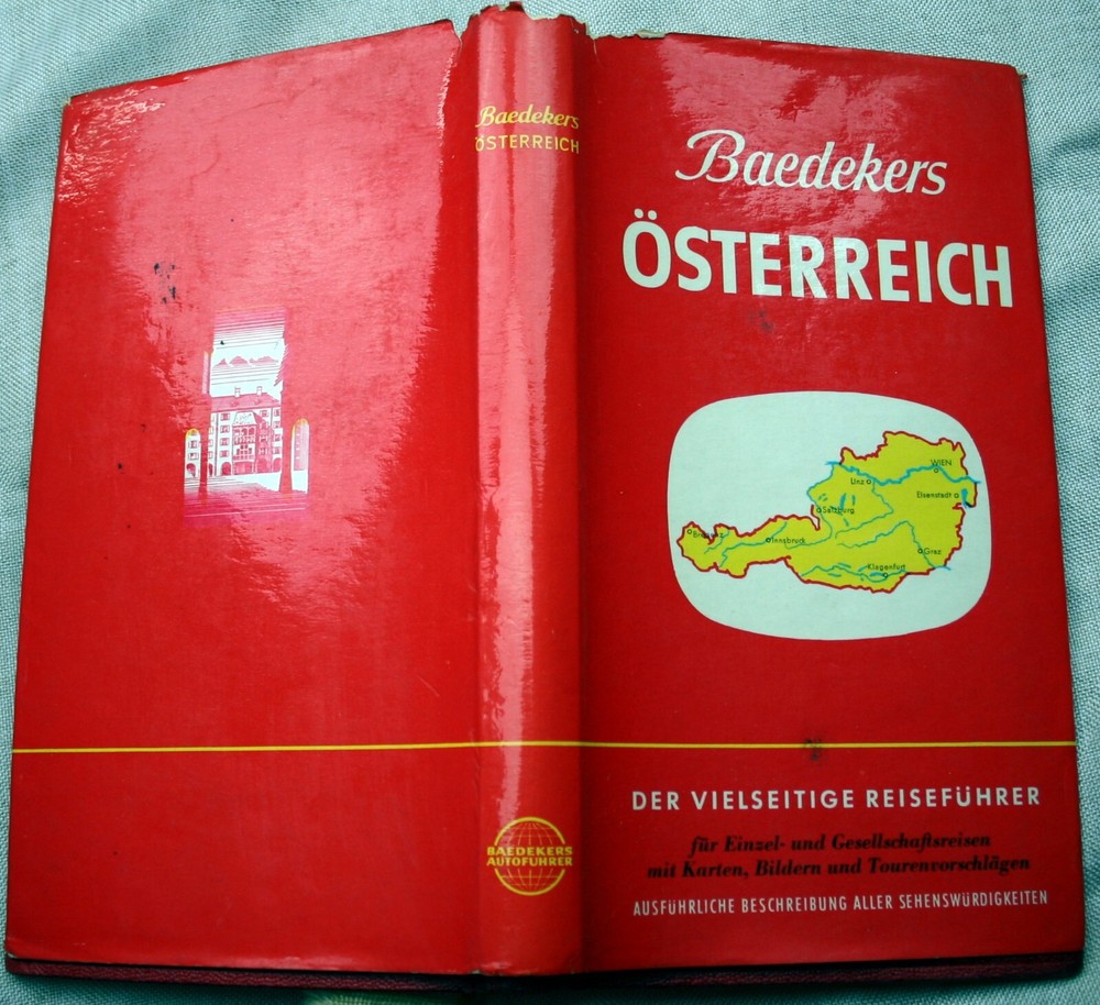 vntg 1962 BAEDEKER'S OSTERREICH hc German travel guide maps sights accomodations-image