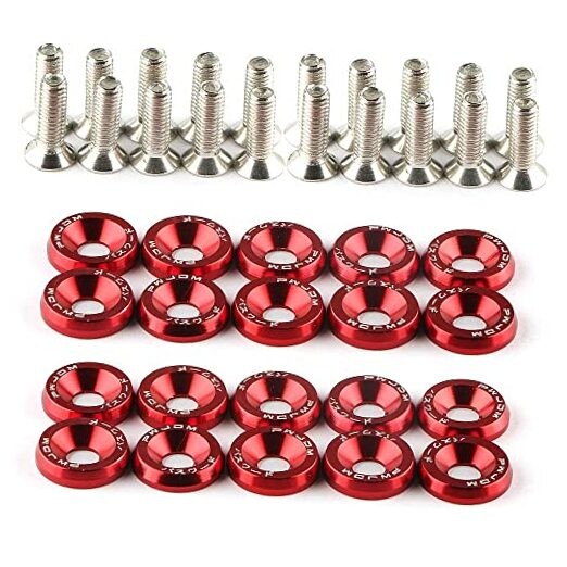 20Pcs/Set Bumper Fender Washers Engine Bay Dress Up Bolts Fasteners M6 JDM Red