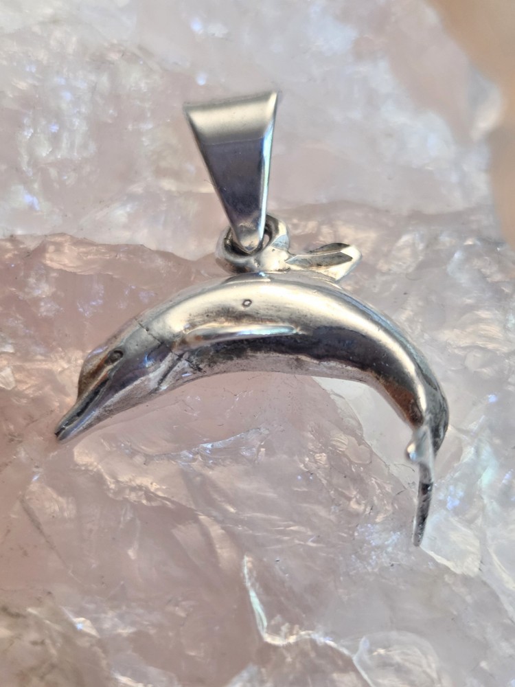 Vintage sterling silver Dolphin pendant Sea Life fish 925 For Your Necklace