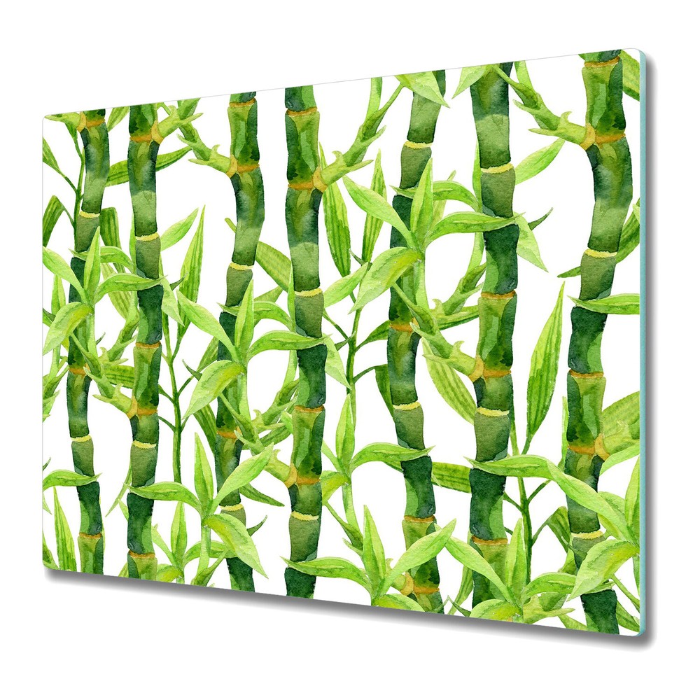 Tempered Glass Worktop Saver Watercolour Bamboo Floral Flowers 60x52