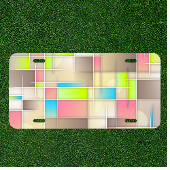Custom Personalized Car License Plate With Background Abstract Grid
