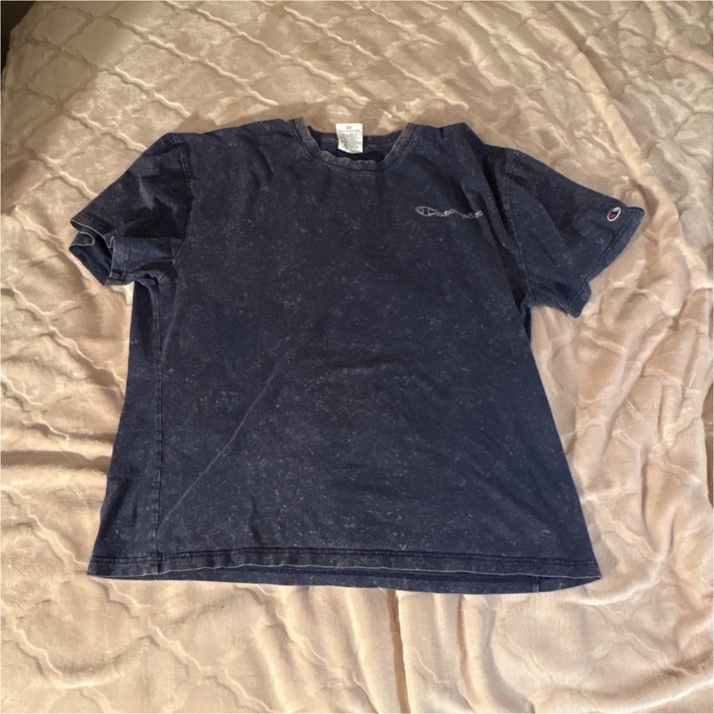 Champion Men's Blue Logo Crew Neck Short Sleeve T-Shirt Size L