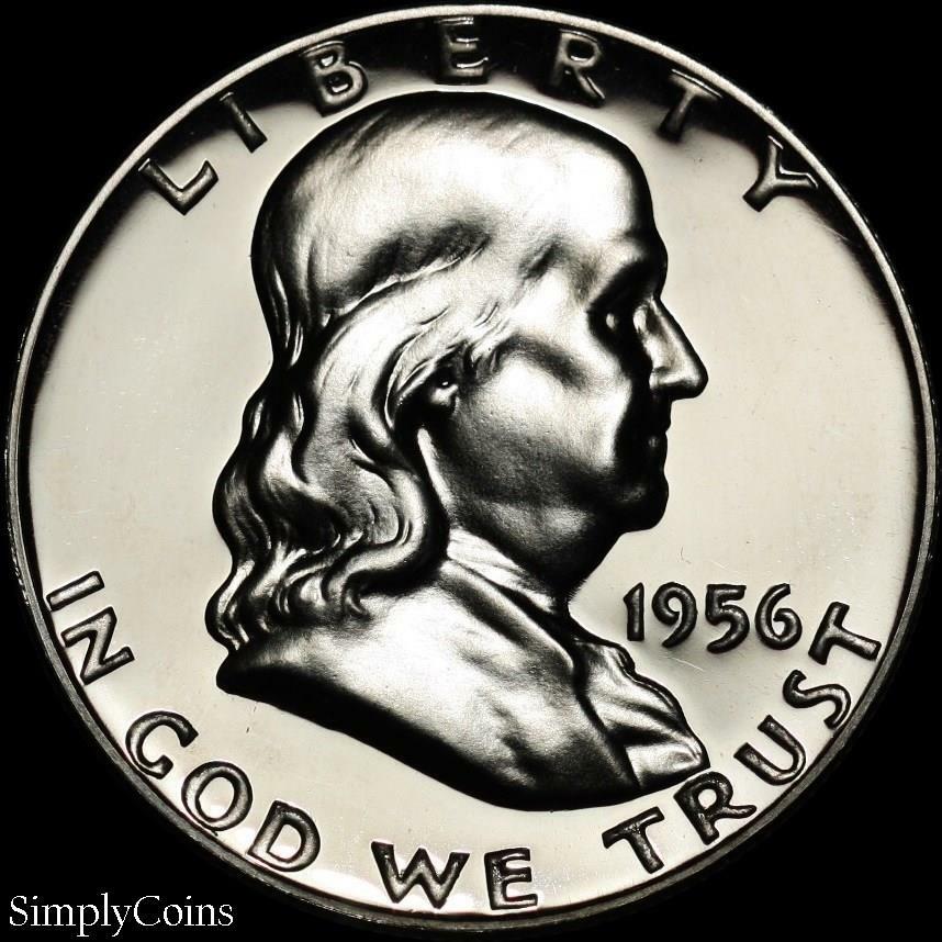 1956 PROOF Franklin Half Dollar GEM Uncirculated US Coin From Set 90% Silver MQ