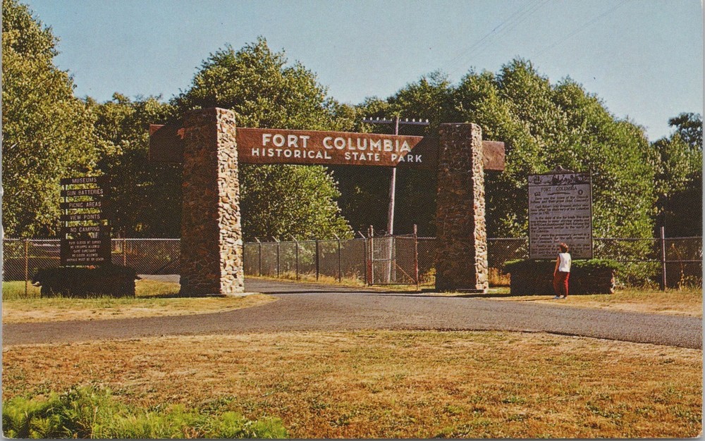 National & State Parks~Entrance To Fort Columbia State Park~Vintage Postcard