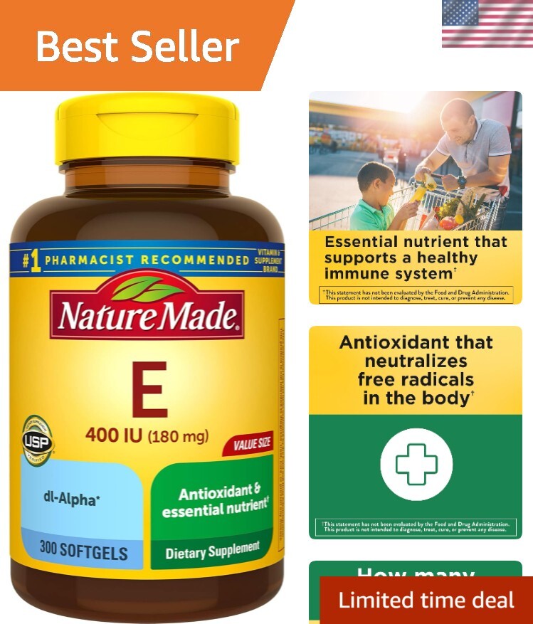 300-Day Supply of Vitamin E 180 mg Softgels - Essentials for Heart Health