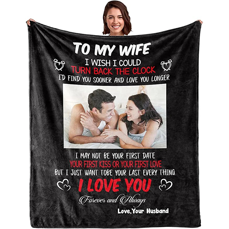 Custom Couple's Personalized Blanket - Valentine's Gift For Wife