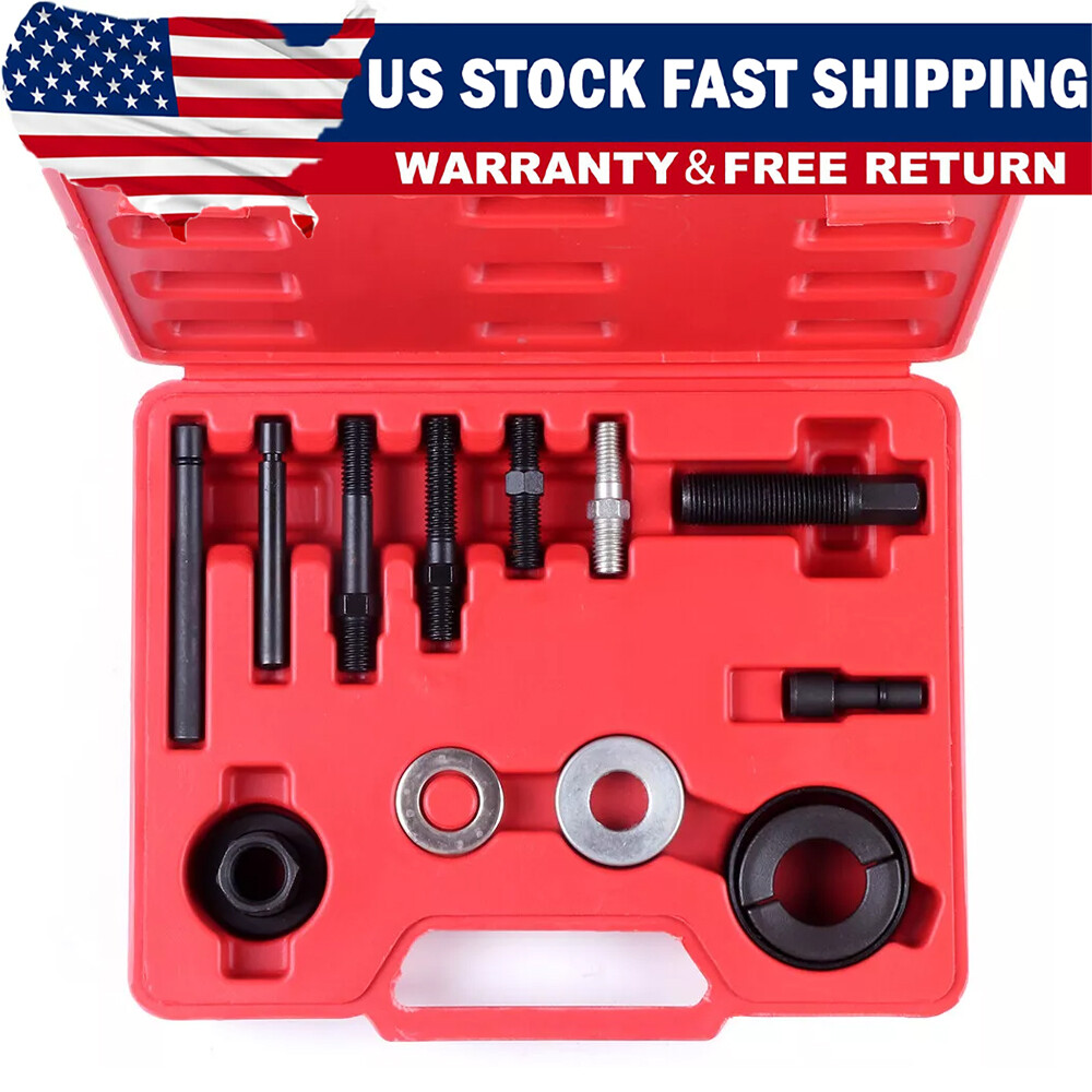 13pc Power Steering Pump Pulley Puller Remover & Alternator Installer Tool Kit