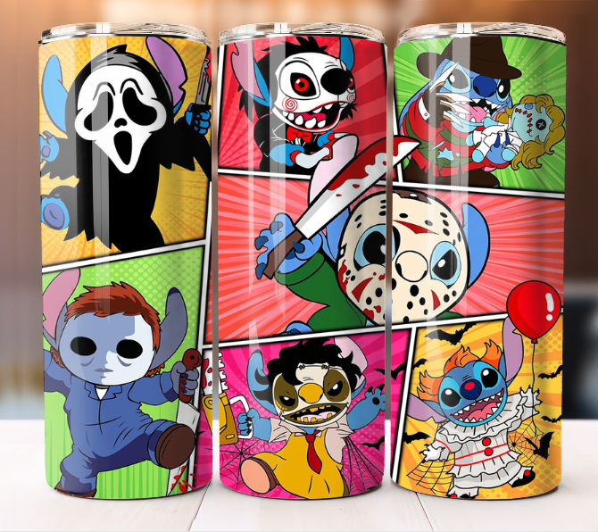 Stitch Scary Face Cup Tumbler Mug 20oz Stainless Steel Inspired Design