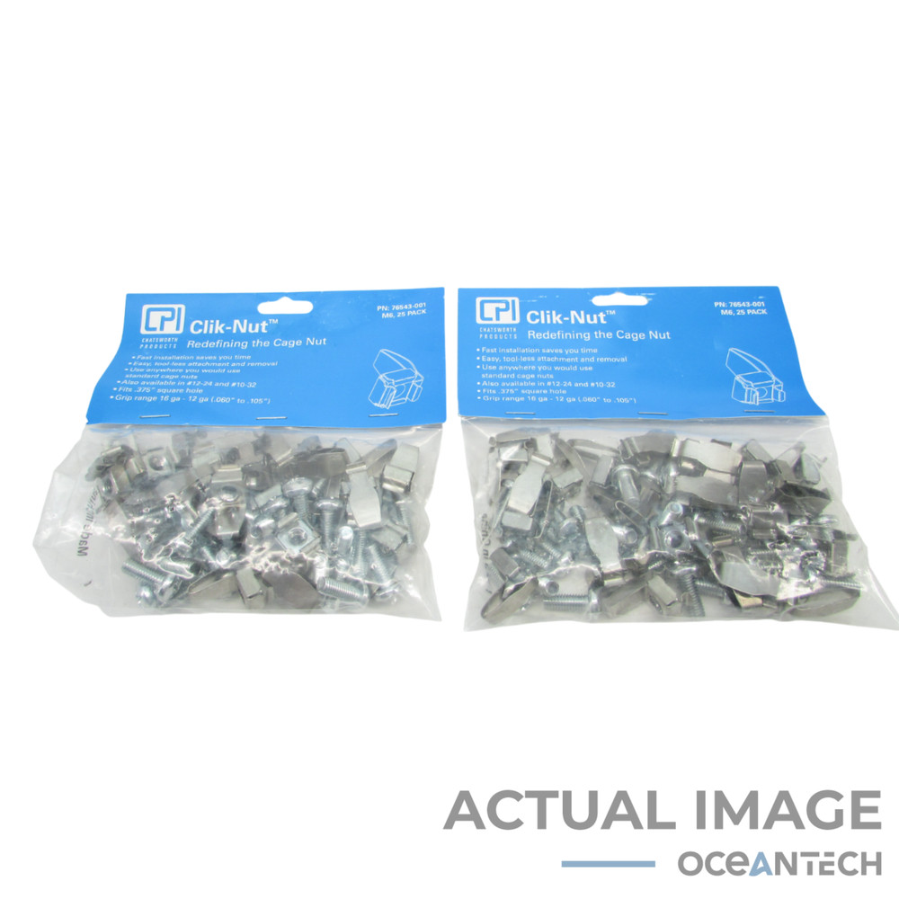 Lot of 2 Chatsworth Products Clik-Nut M6 25 Pack 76543-001 (50 Total)
