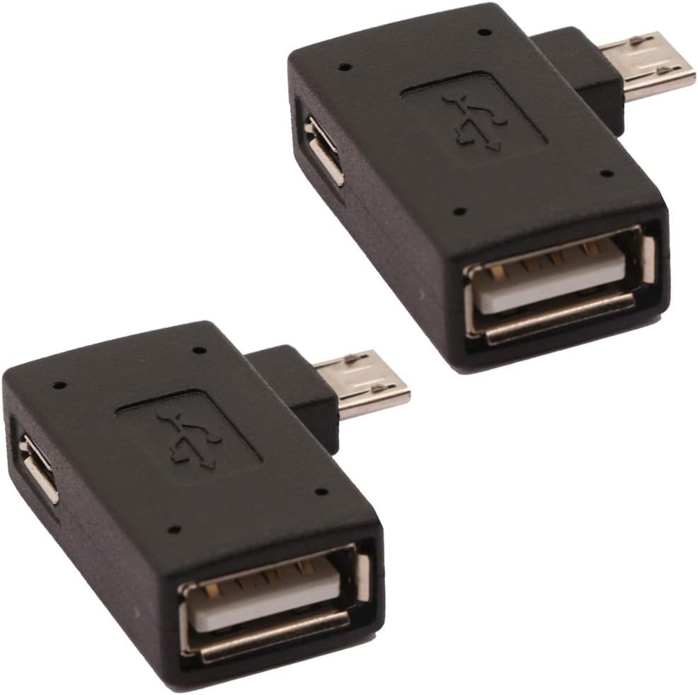 AuviPal 2-in-1 Micro USB OTG Adapter 90 Degree Right Angle Black  