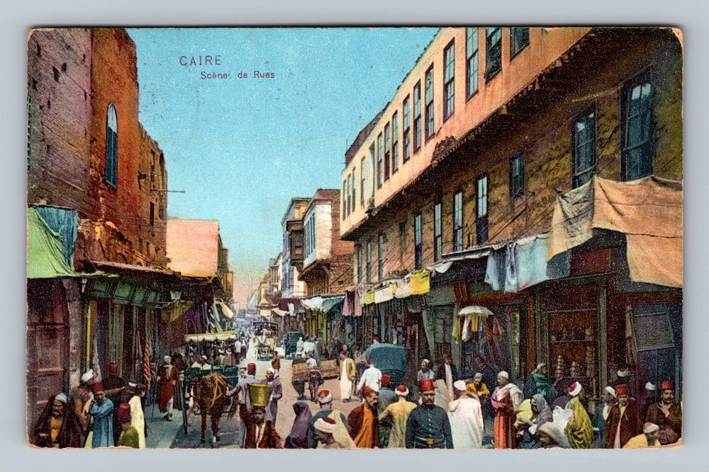 Egypt- Cairo Street Scene Vendors Standard Post Old Card View Vintage Postcard