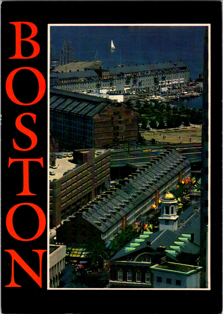 Vintage Postcard Boston Massachusetts Faneuil Hall Quincy Market Wharf