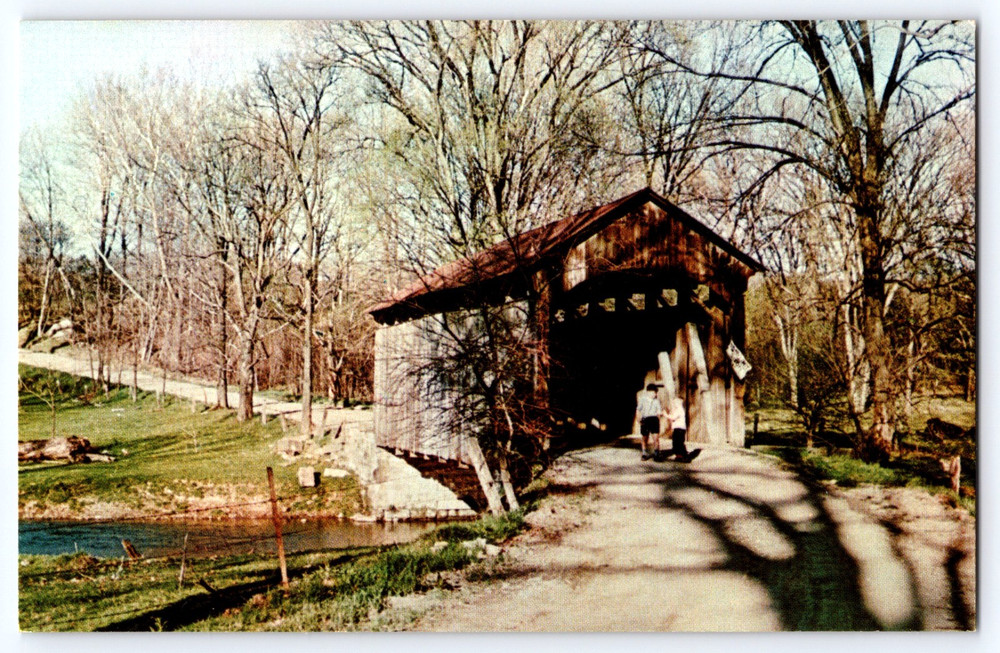 Vintage Photo Postcard McKaigs Covered Bridge Creek Columbiana County Ohio