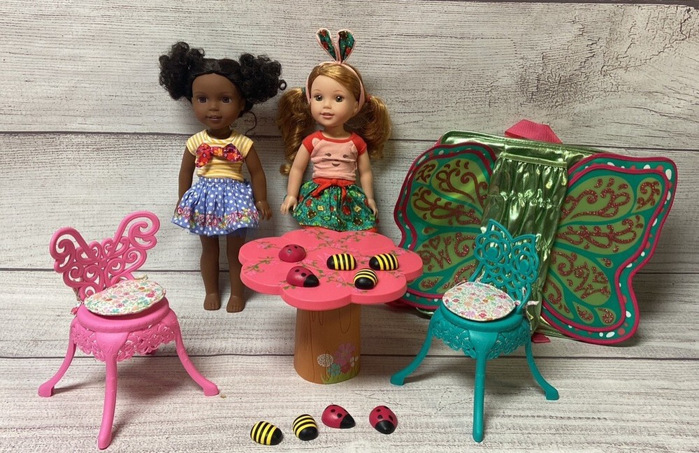 Wellie Wisher Garden Party Set with Dolls and Butterfly Backpack