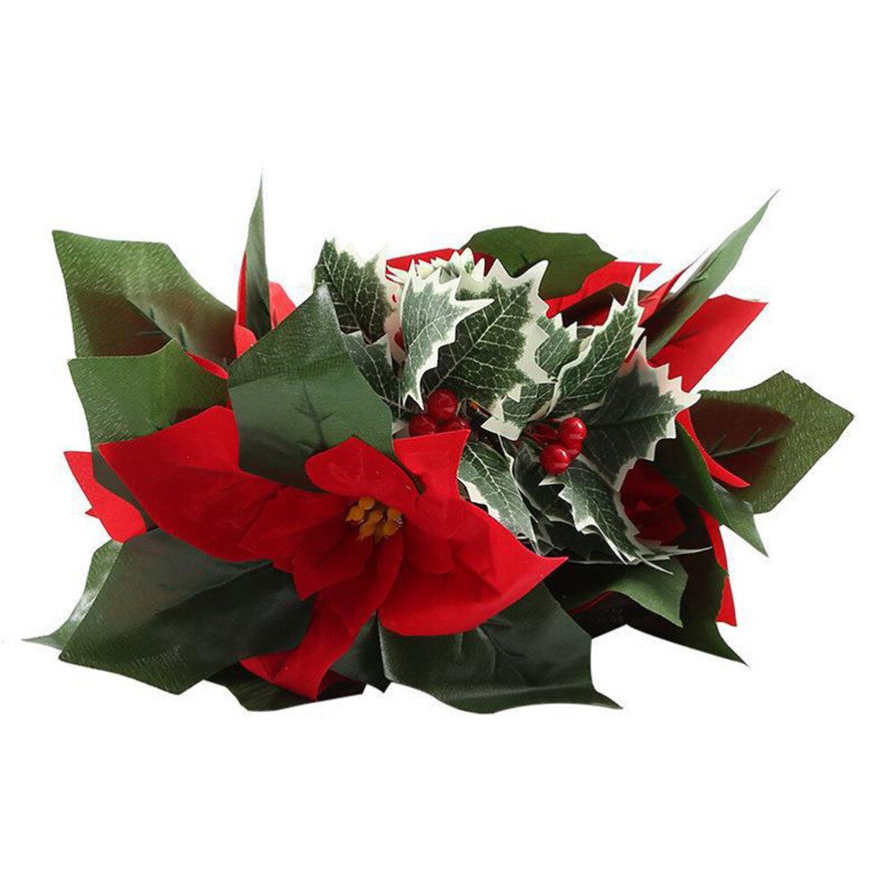 Light Post Lighted Poinsettia Garland Xmas Tree Artificial Ornament Decor