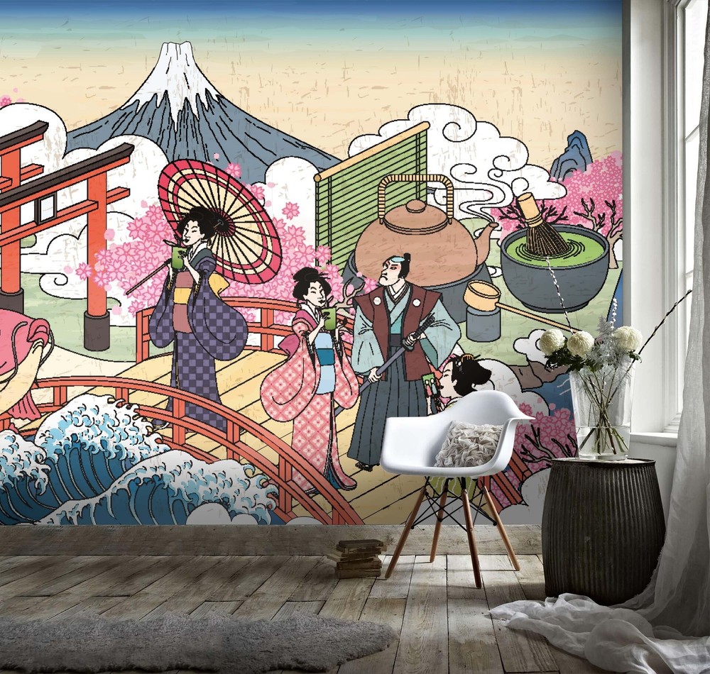 3D Japanese Style Theme Illustration Wall Murals Wallpaper Murals Wall Sticker