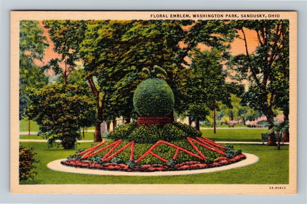 Sandusky OH-Ohio, Washington Park Gardens, Floral Emblem Vintage Postcard