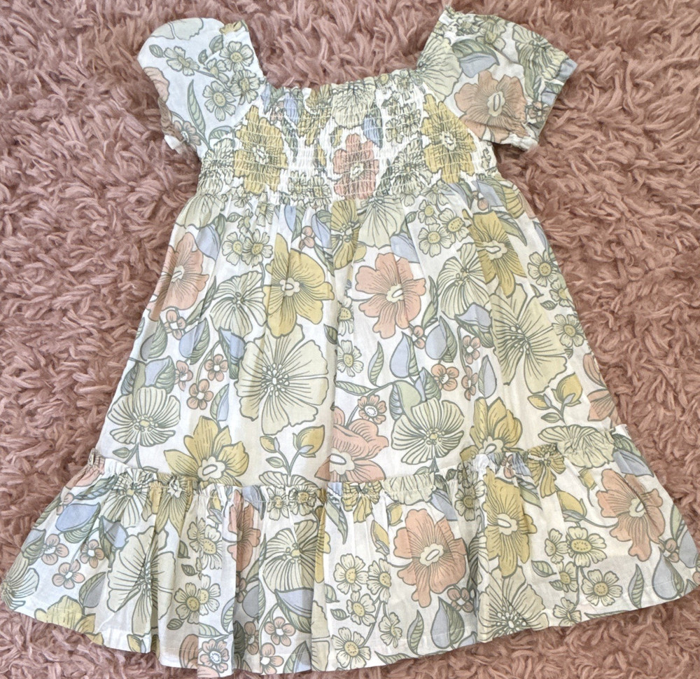 Cynthia Rowley Girls Floral Ruffle Dress Size 3T Boho Cottagecore