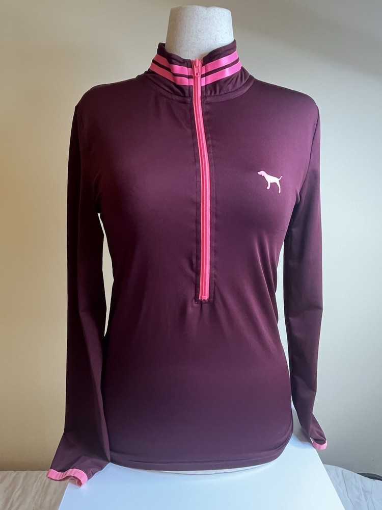 PINK Ultimate VS Womens Half Zip Pullover Athletic Top  Pink Size Medium