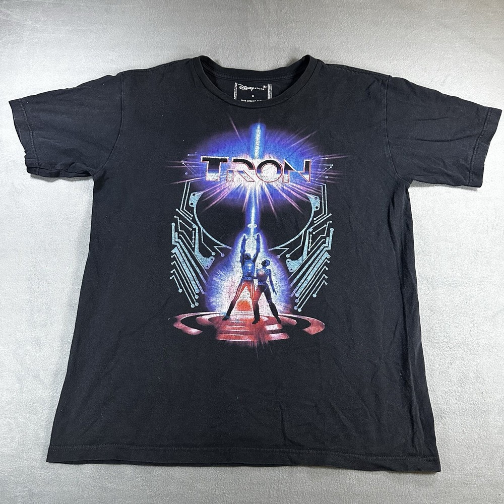Disney Store Tron Shirt Mens S Black Graphic Sci-Fi Movie Tee T-Shirt