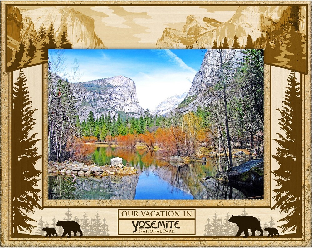 Our Vacation in Yosemite National Park Laser Engraved Wood Picture Frame (4 x6)