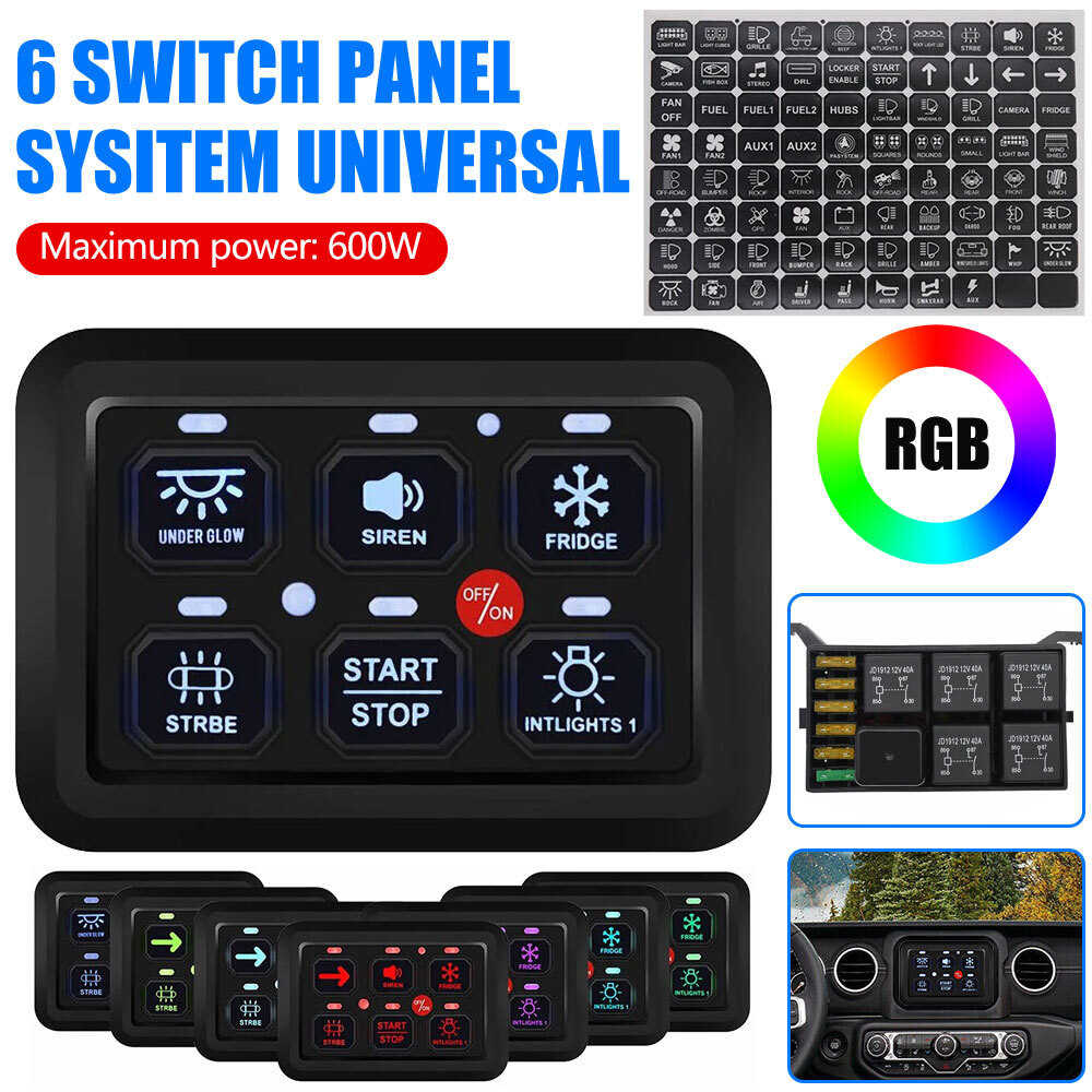 Multifunction 6Gang RGB Switch Panel Dimmable Electrionic Realy System Control