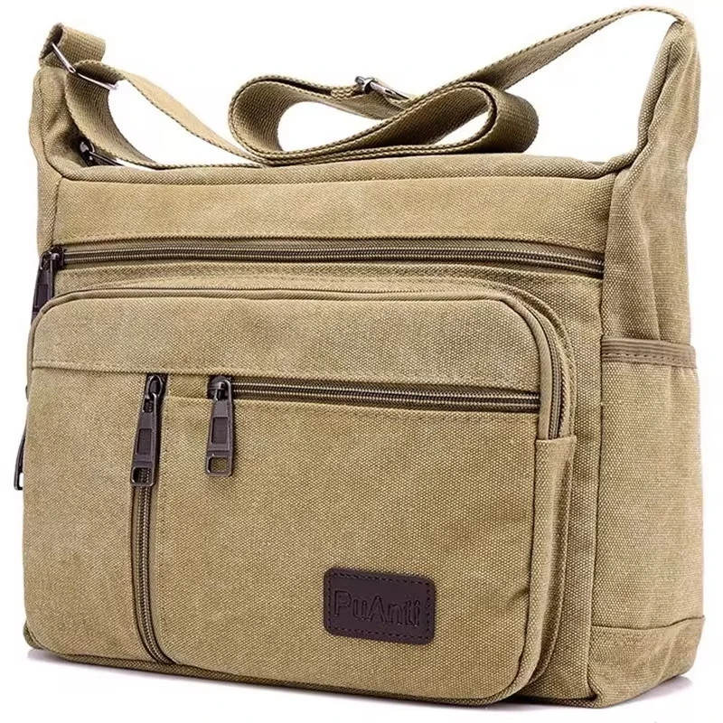 Men's Canvas Shoulder Bag Casual Crossbody Travel High Quality Messenger Bag