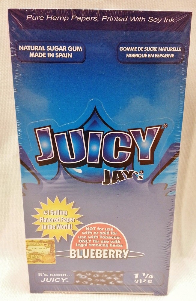1 Box Juicy Jay’s 1 1/4 Blueberry Rolling Papers 24 Packs with Free Shipping