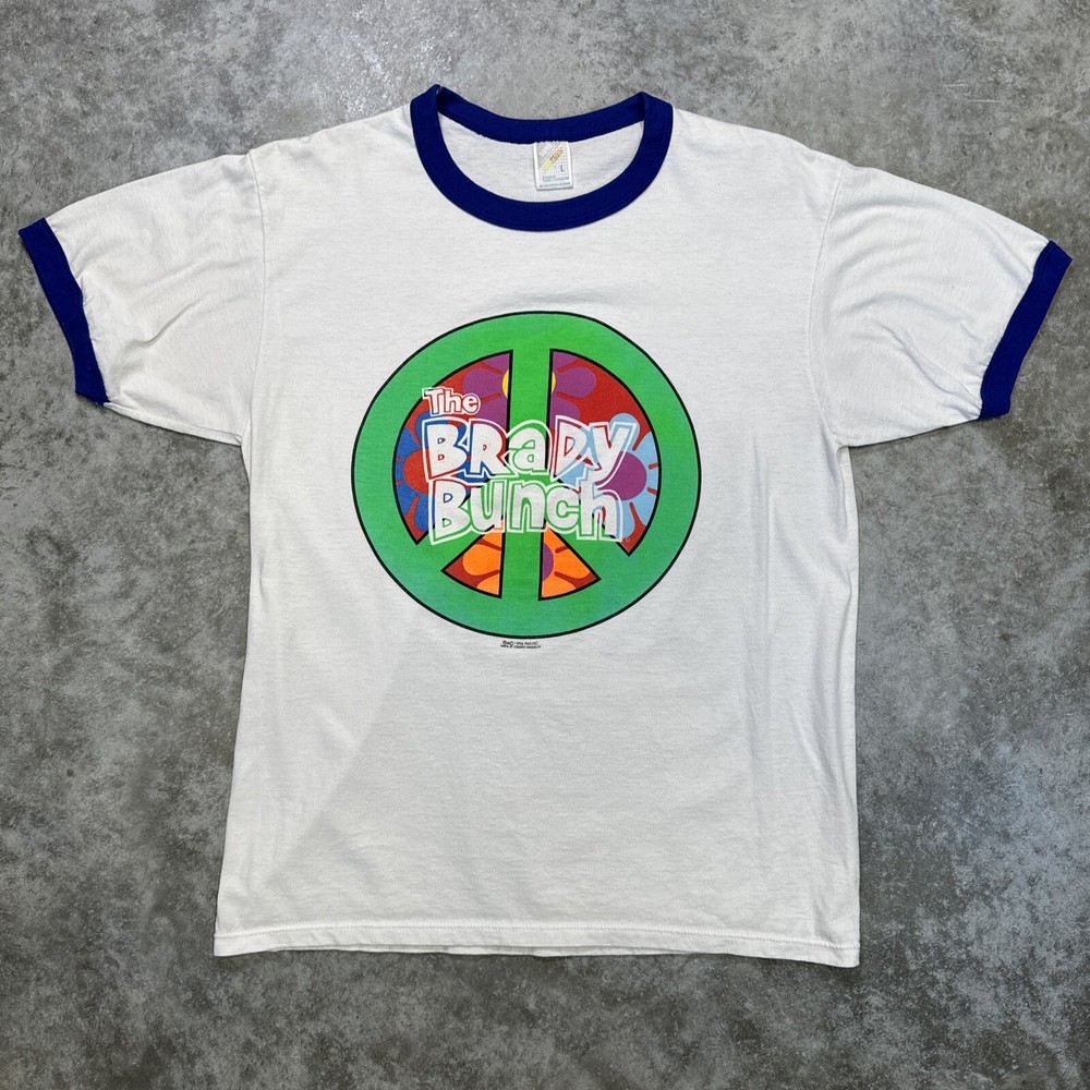 Vintage Brady Bunch 90s ringer t-shirt mens Large rare TV show promo