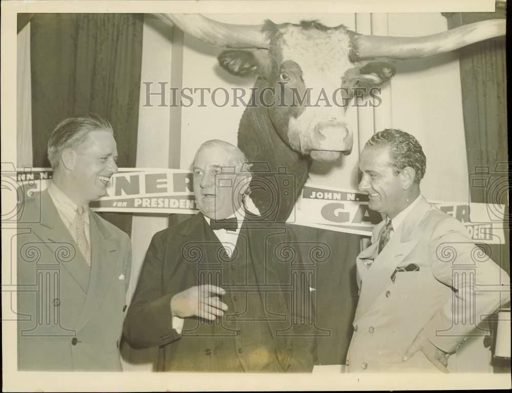 1940 Press Photo Elliott Roosevelt, Sen. Tom Connally, Rep. Lyndon Johnson in IL