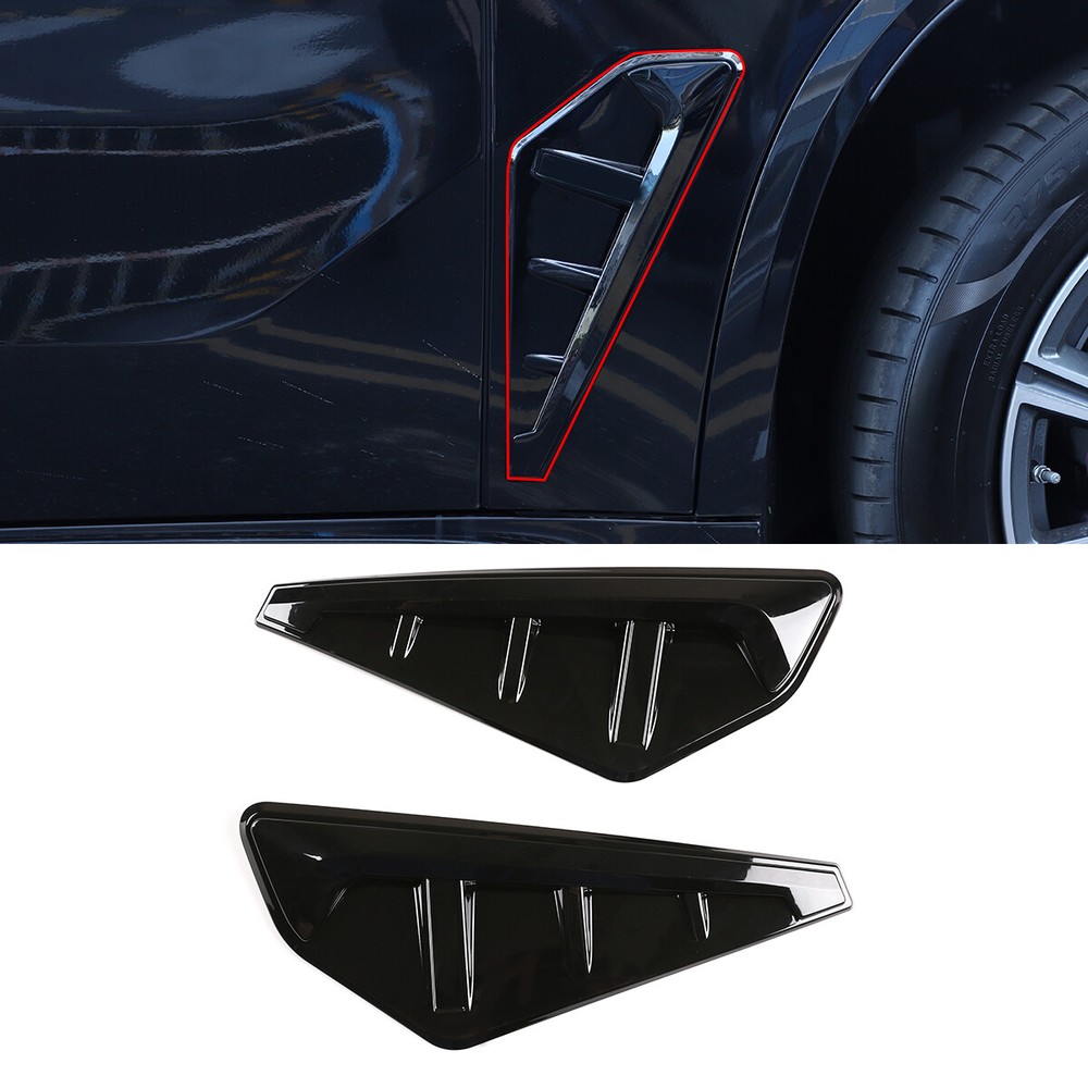 For BMW X5 G05 2019-2022 2PC Glossy Black Side Fender Air Vent Outlet Cover Trim