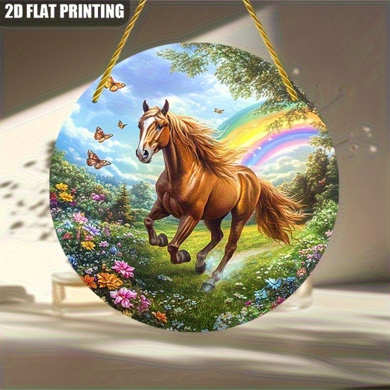 Retro Mini Animal Artwork Round Aluminum Wall Decor for Home