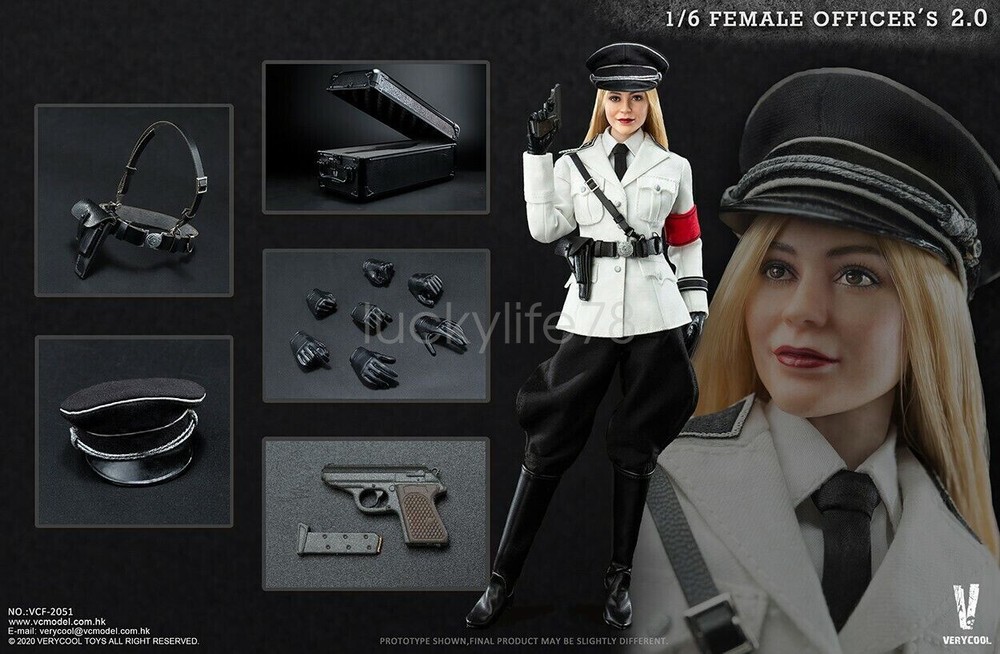 For 1/6 VCF2051 VERYCOOL Female figure Officer 2.0 White Uniform Soldier Doll
