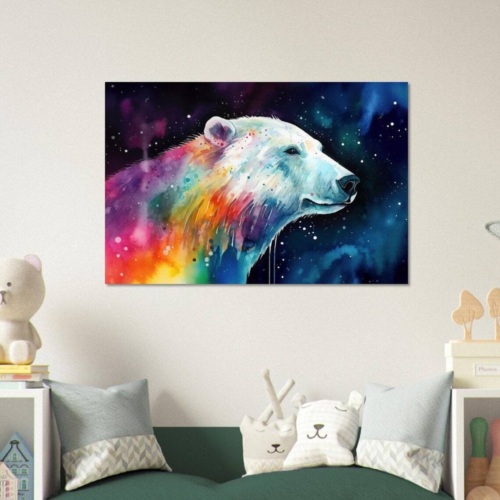 Watercolor Polar Bear Wall Art Canvas Unframed Print Art