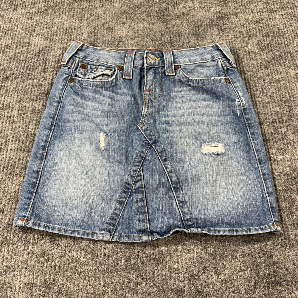 Vintage True Religion Women’s Y2K Denim Skirt Joey Sz 25 USA